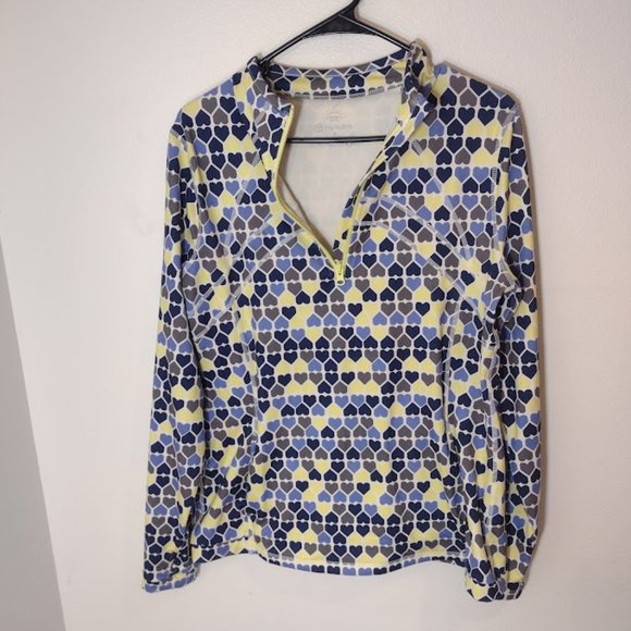 T BY TALBOTS WOMEN'S ON THE MOVE HALF ZIP MOCKNECK PULLOVER - ROW OF HEARTS MED - Picture 2 of 5